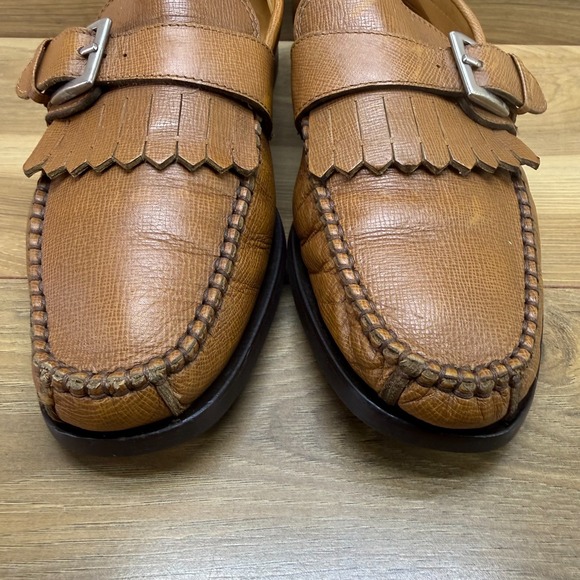 Bruno Magli Kiltie Buckle Moc Toe Loafers Mens 9 M Cognac Leather Vibram Soles main image 11